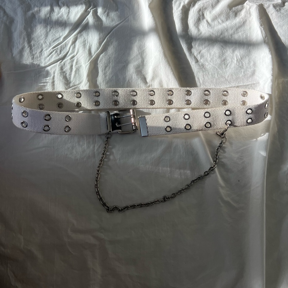 lf white with silver chain studded belt